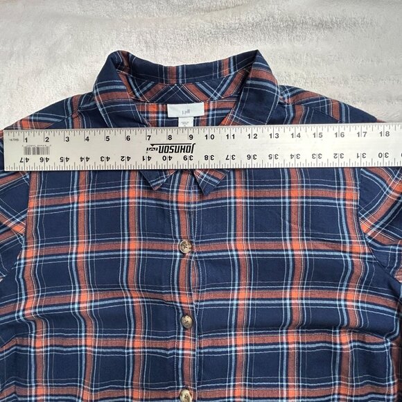 J.Jill Womens Blue Orange Plaid Button-Up Shirt XL Cotton Long Sleeve Casual New - Picture 6 of 8